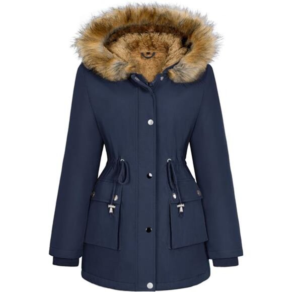 Womens Winter Coat Warm Thicken Puffer Jackets Navy Blue - Picture 1 of 4